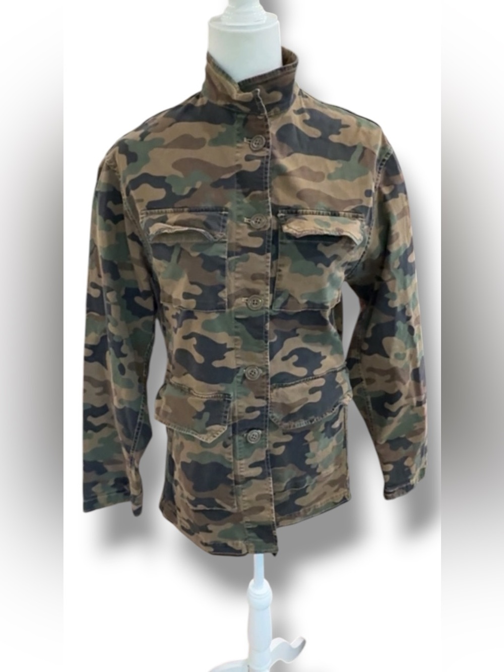 Nili Lotan for Intermix Camouflage Military Style Button Front Jacket Sx Xs